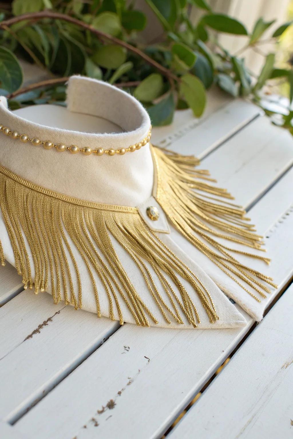 Elevate your DIY nutcracker costume with handcrafted elegance: explore the art of creating stunning gold fringe epaulettes.