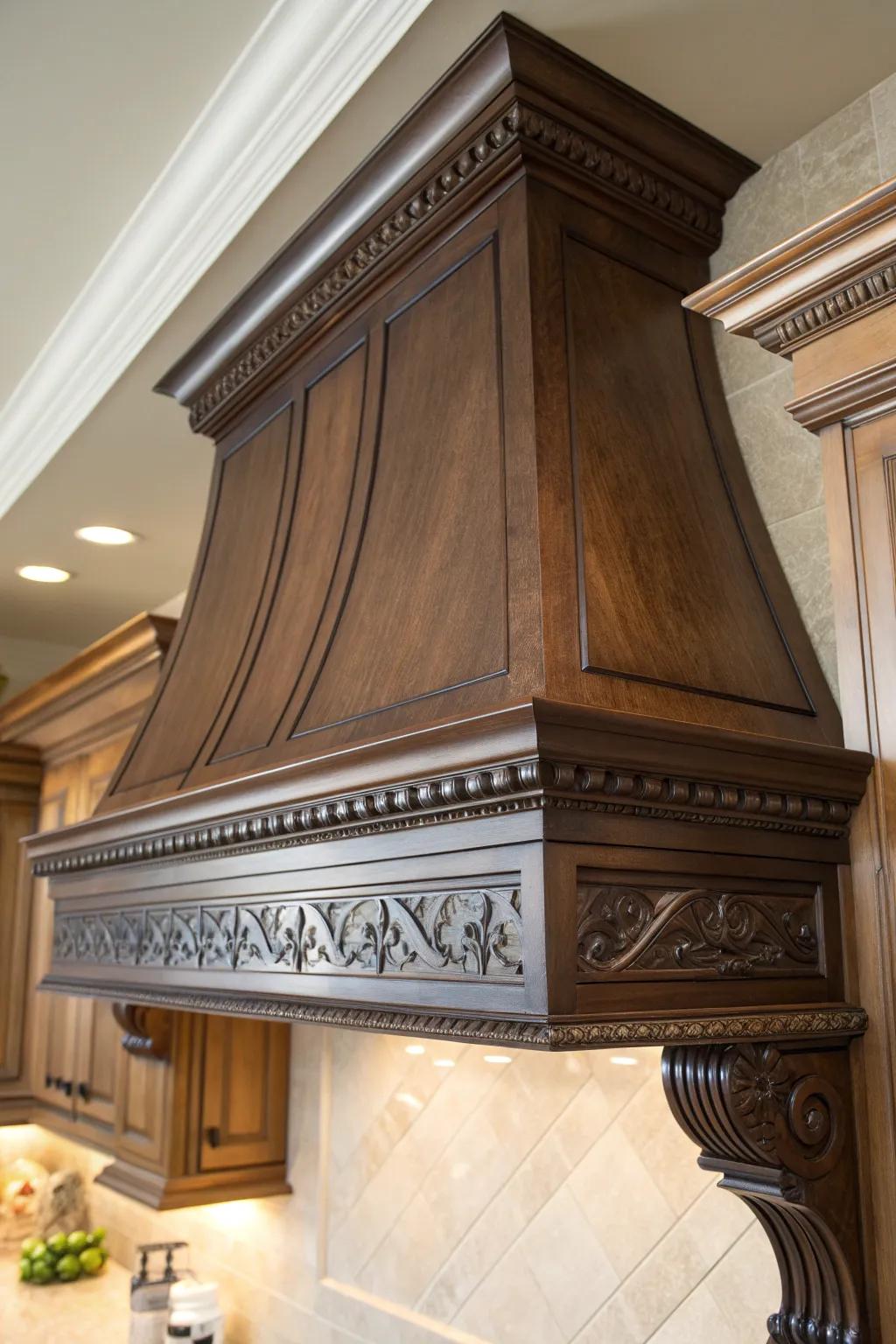 Elevate your kitchen style with elegant crown molding on your range hood.