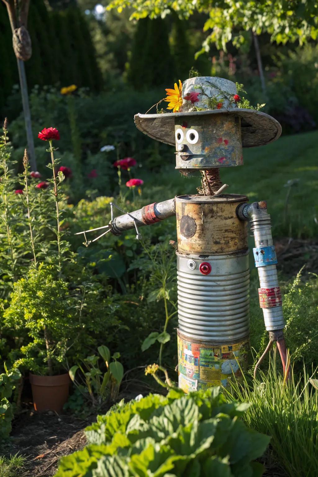 Turn trash into treasure with this upcycled scarecrow masterpiece!