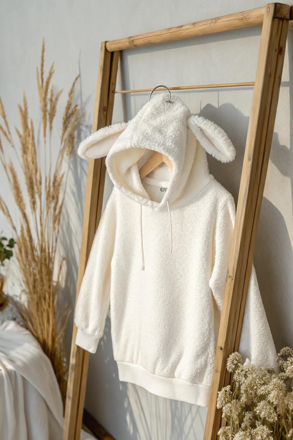 Transform your sweatshirt into a cozy sheep costume with a touch of minimalist elegance. 🐑✨ #DIYFashion #ScandiBoho