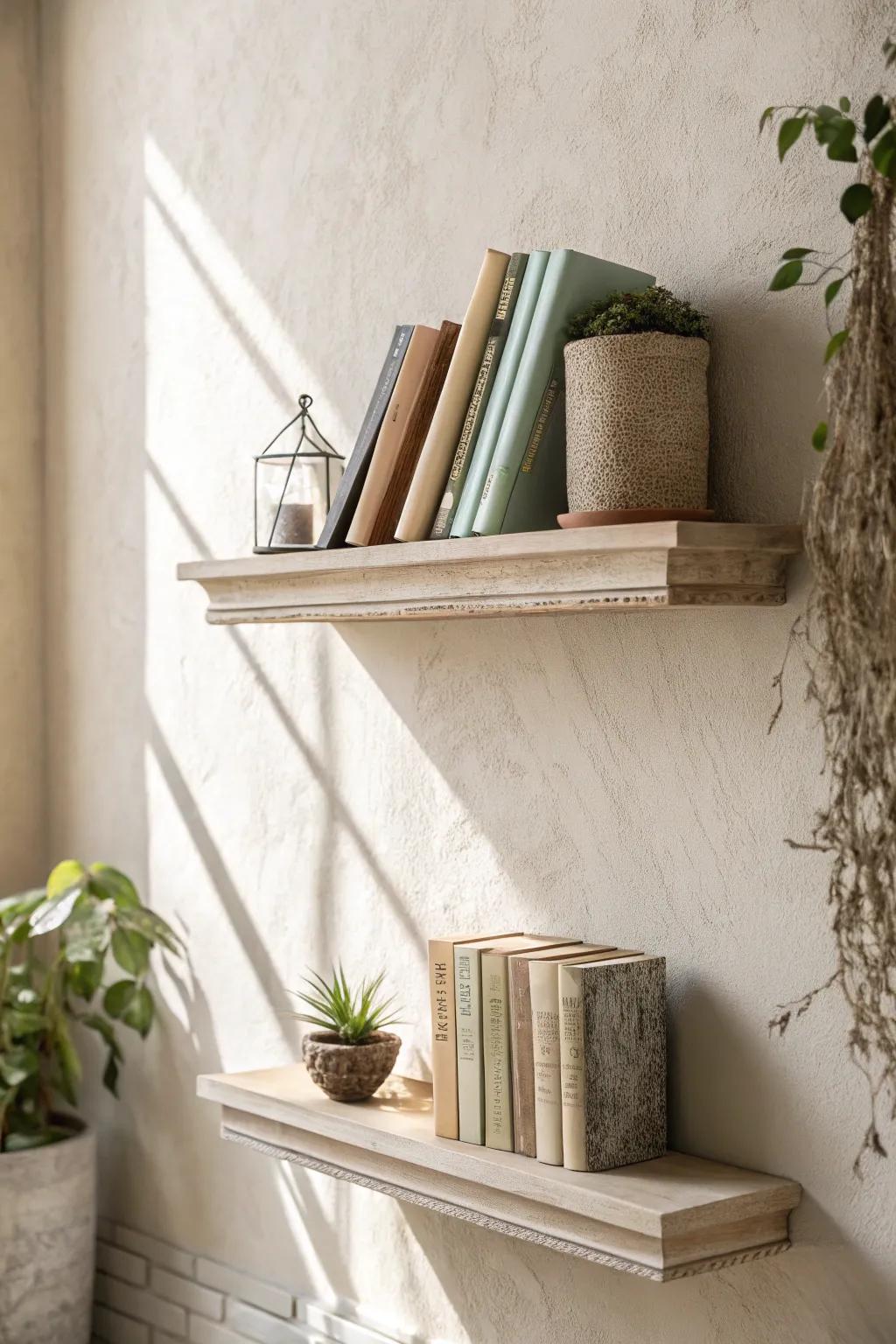 Effortless elegance: books that float with style. 🌿📚 #MinimalistDesign #ScandiBoho