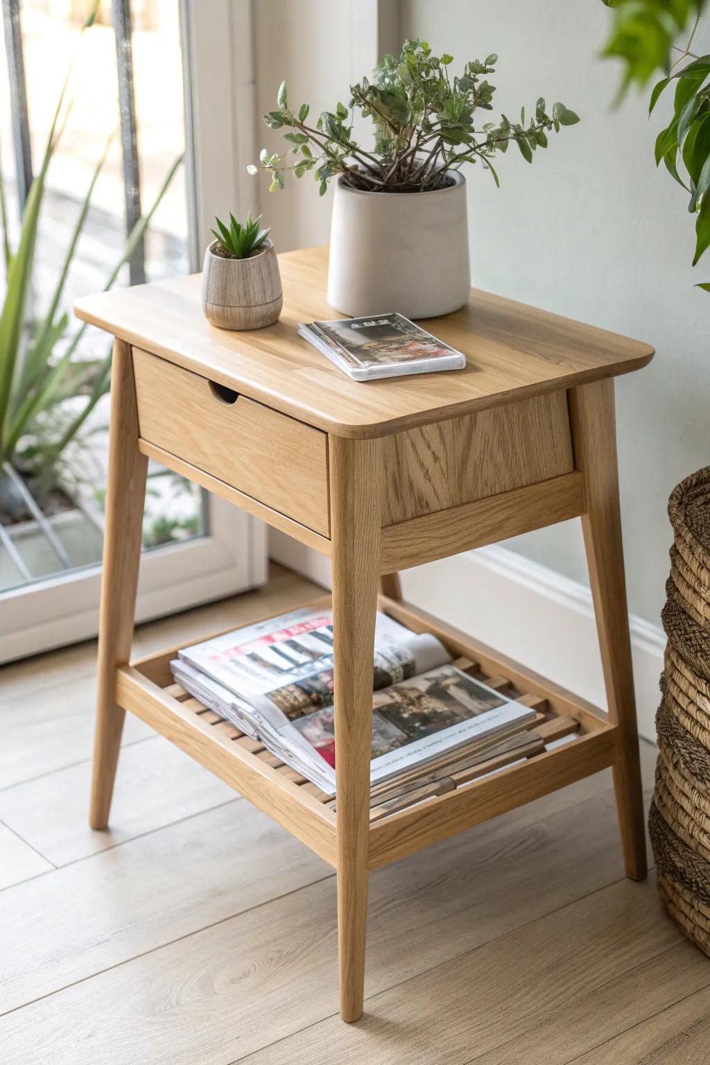 Elevate your space with this multifunctional side table—perfect for storage and style.