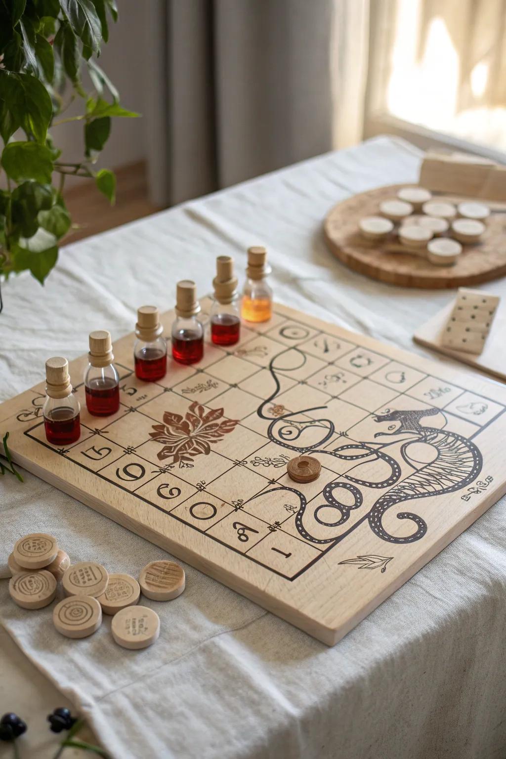 Elevate your game night with a chic, boozy twist on Snakes and Ladders. 🍾🎲 #DIYGameNight #ScandiBohoStyle