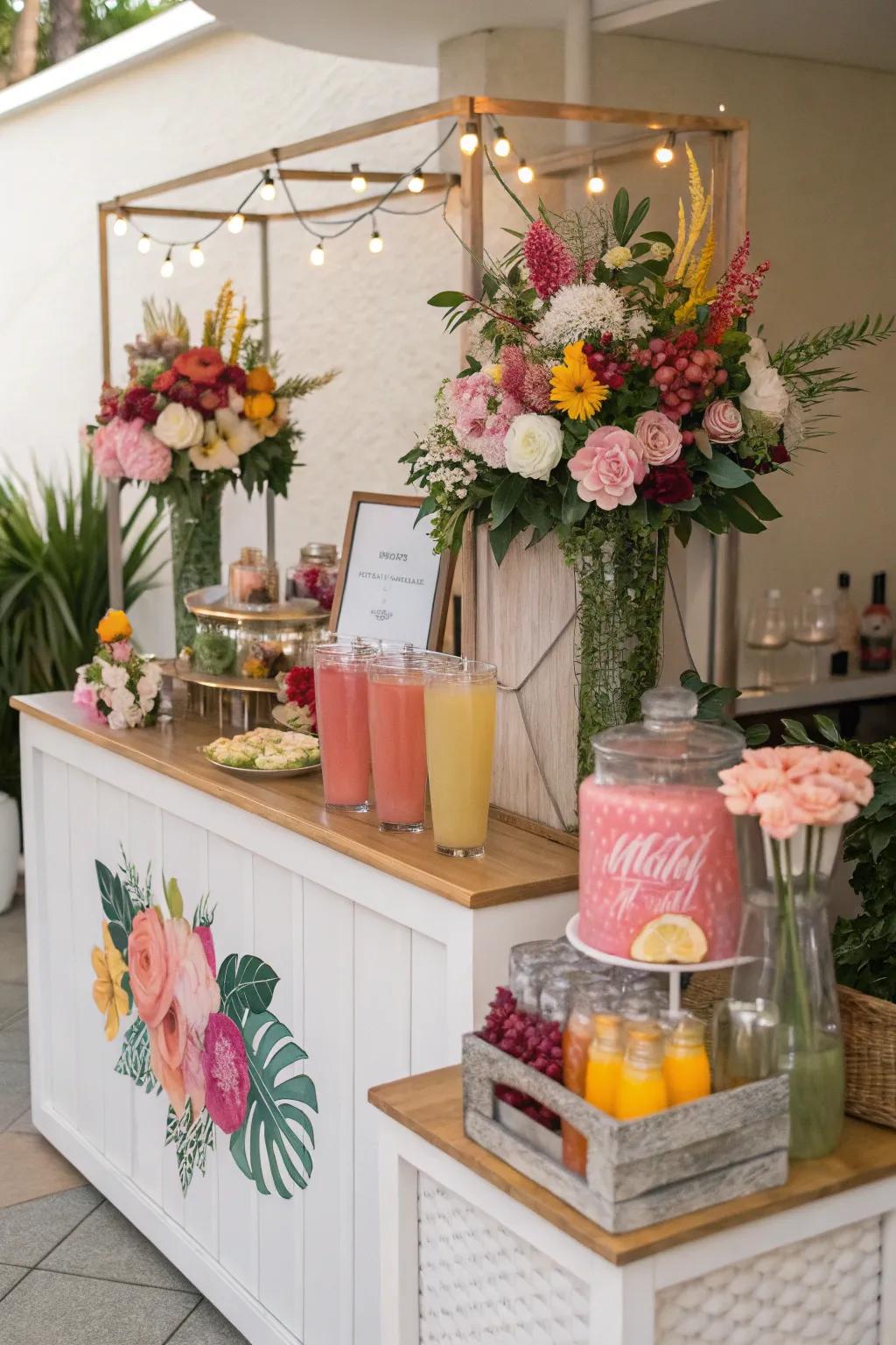 Themed decor can elevate the look of your drinks station.