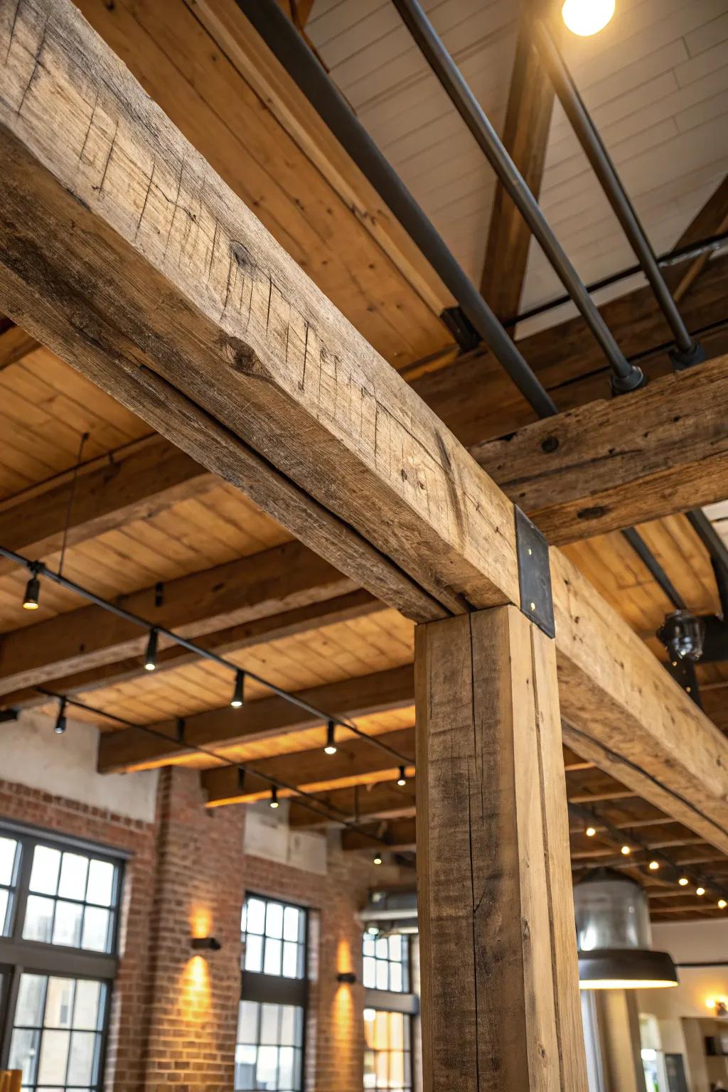 Embrace the raw elegance of exposed beams for a rustic-industrial charm.