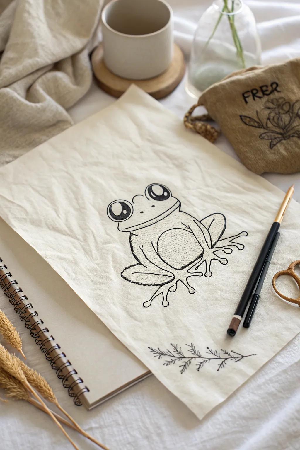 Capture the whimsy of simplicity: A quirky frog ready for its next adventure!