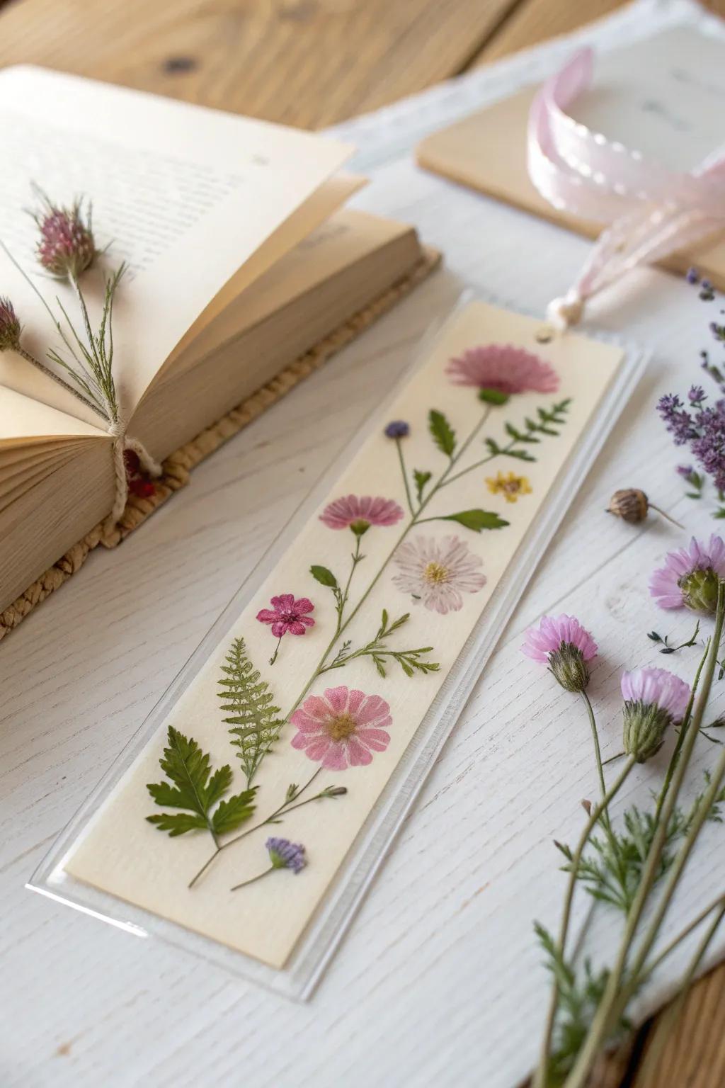 Capture the beauty of nature with these charming pressed flower bookmarks - a perfect blend of simplicity and elegance.