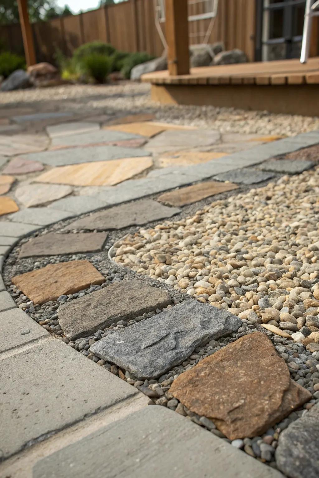 Elevate your outdoor space with the rustic elegance of crushed gravel flooring.