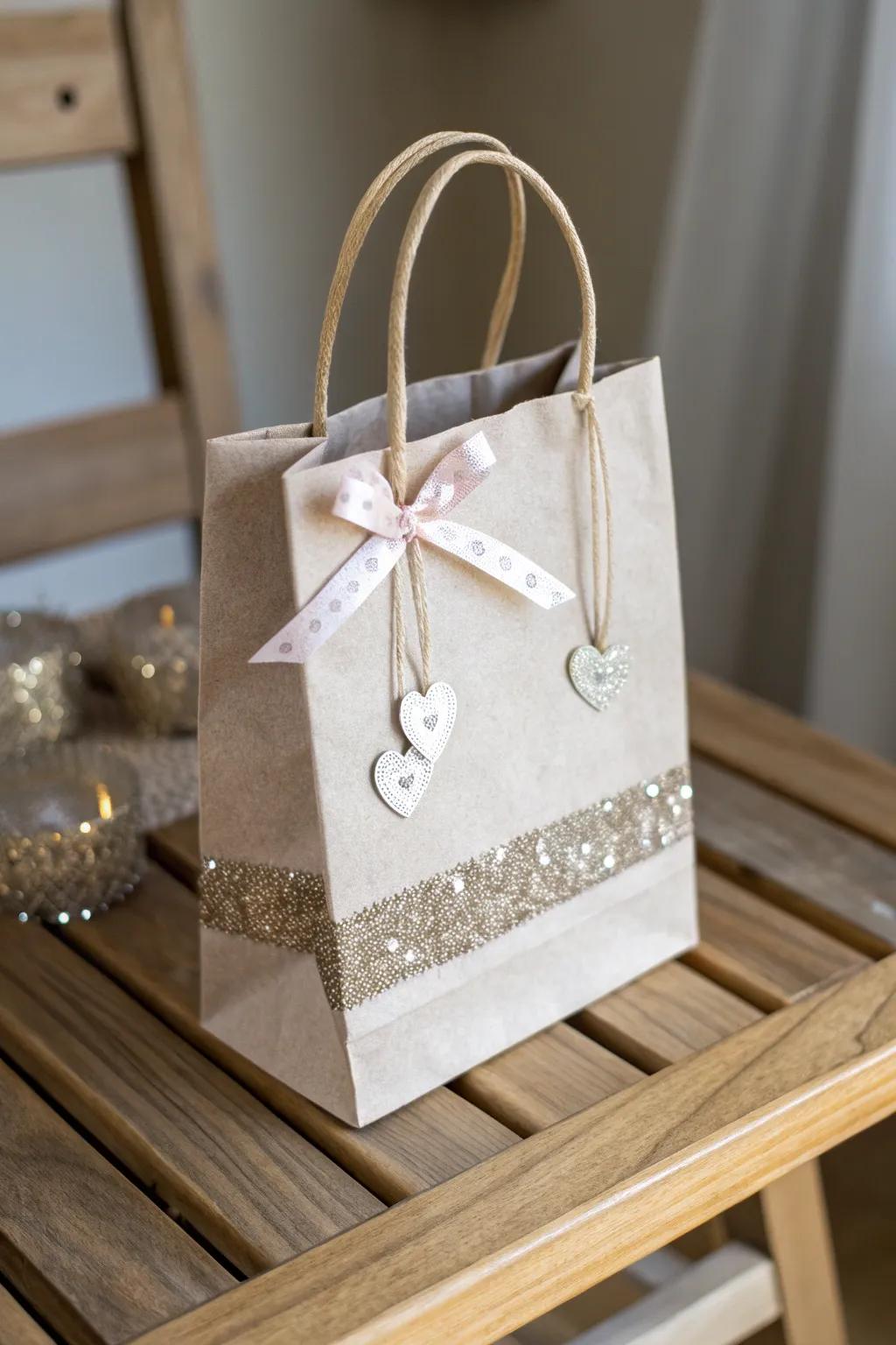 Add a touch of sparkle to your Valentine's Day with this elegantly crafted gift bag. Perfect for sharing love in style!
