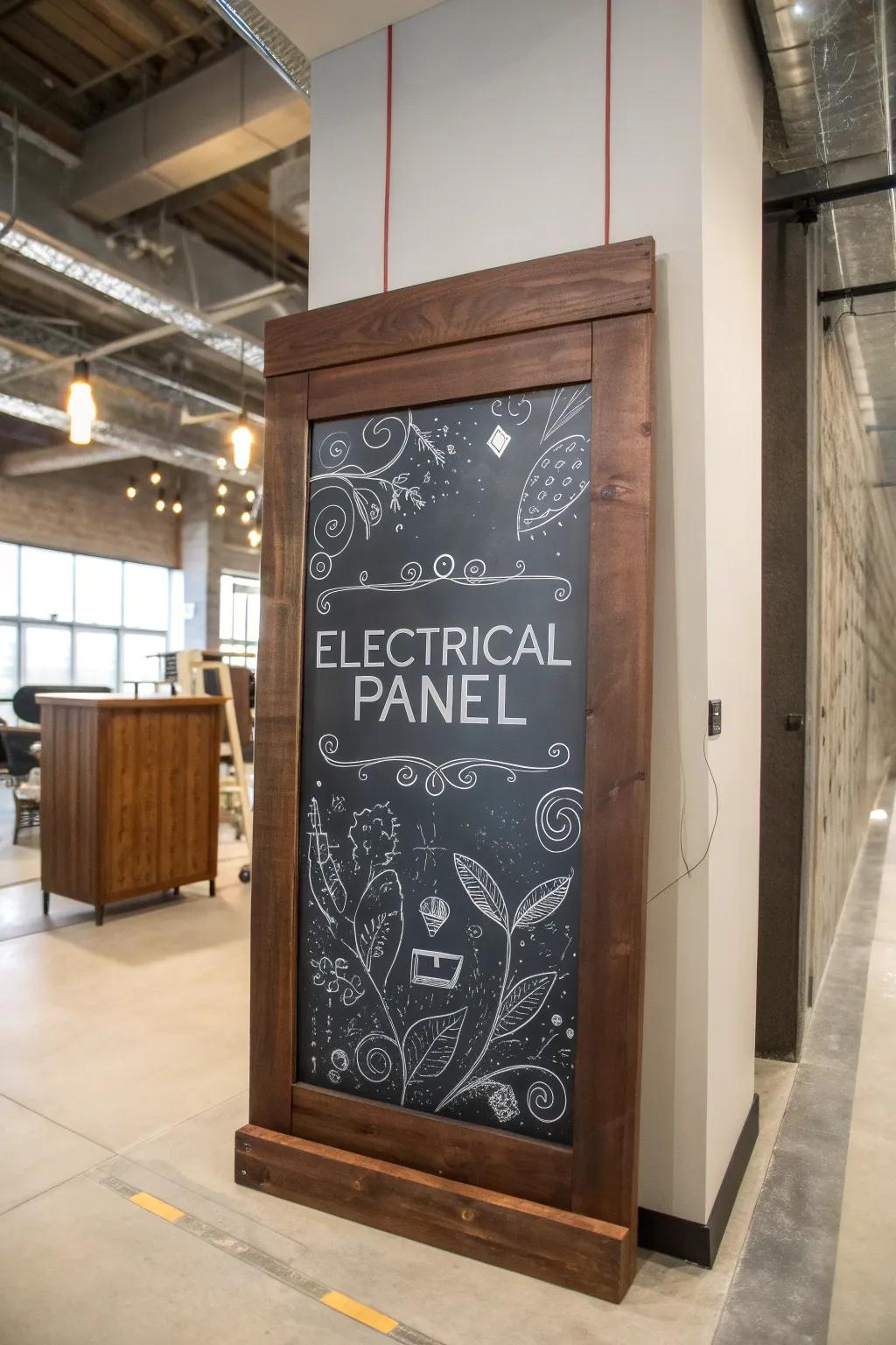 Transform utility into artistry—discover the charm of a custom chalkboard panel cover.