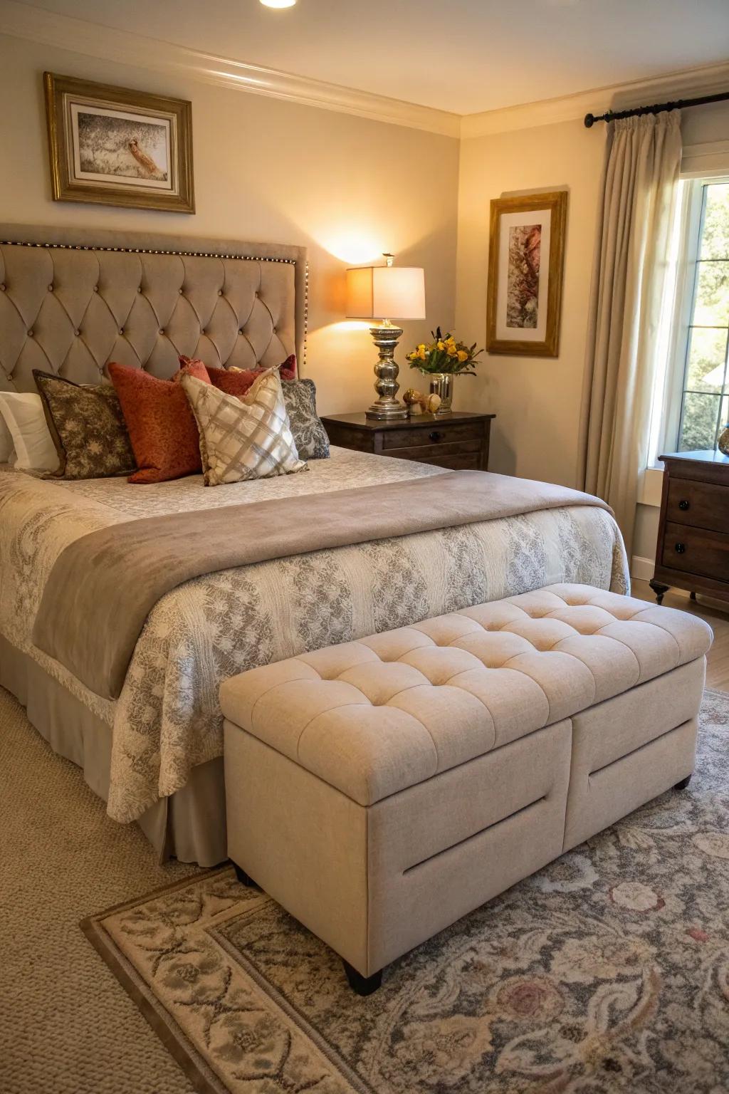 Storage ottomans blend style with utility.