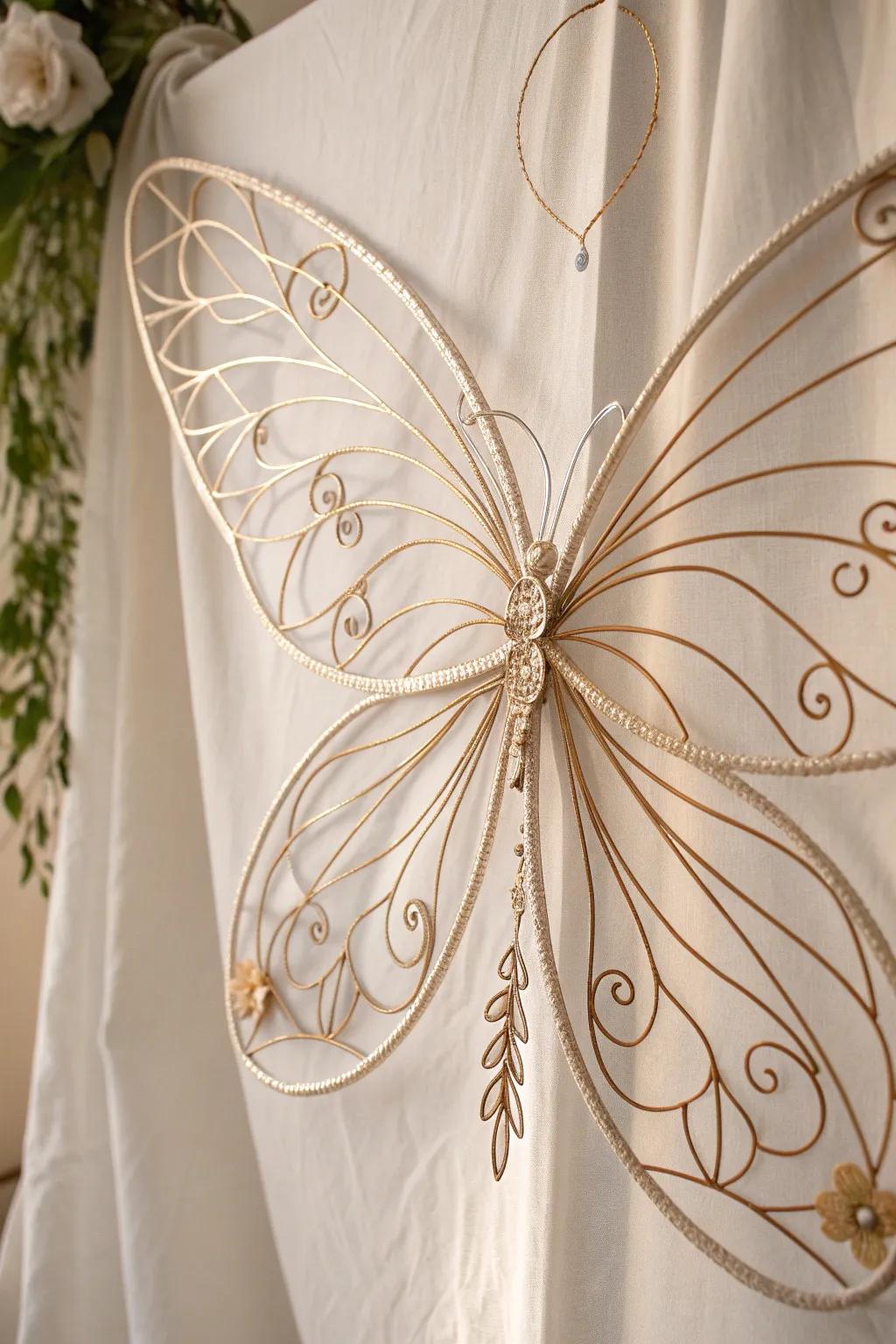 Delicate wire-crafted fairy wings, where simplicity meets enchantment.