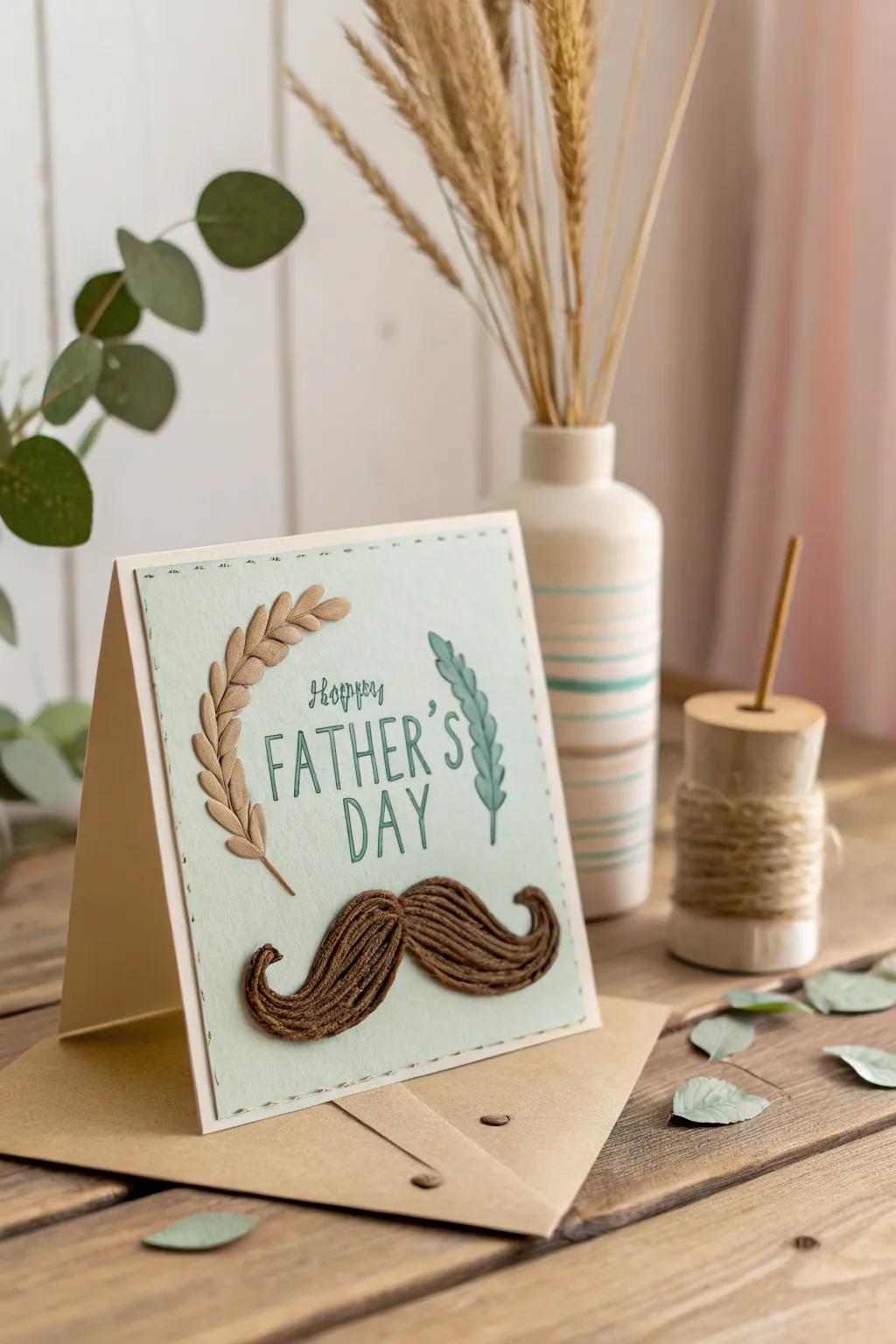 Tickle his heart with a touch of whimsy: DIY movable mustache card for Father's Day.