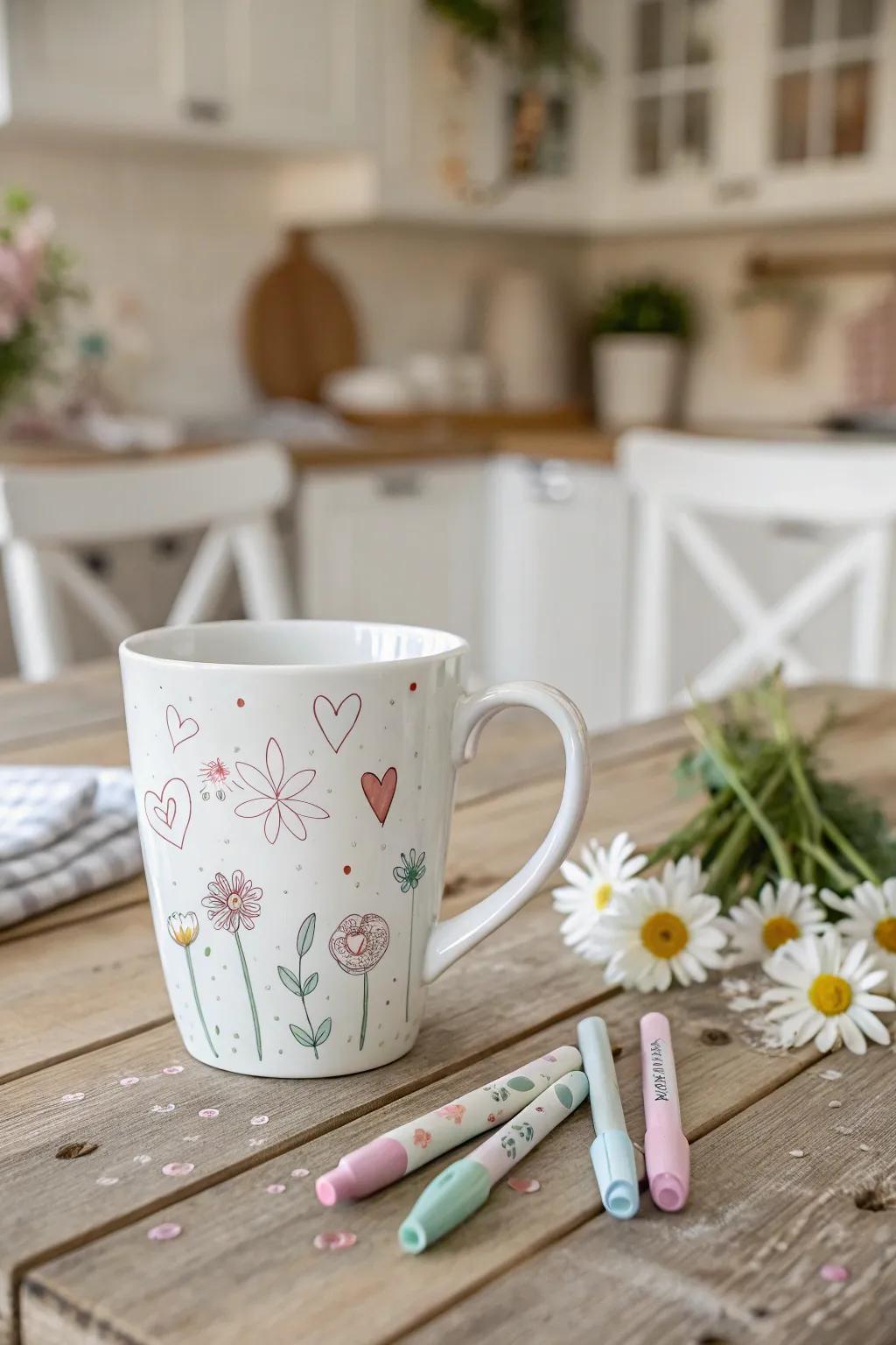 A heartwarming creation: A lovingly decorated mug filled with memories and love, the perfect Father's Day gift from the kids.