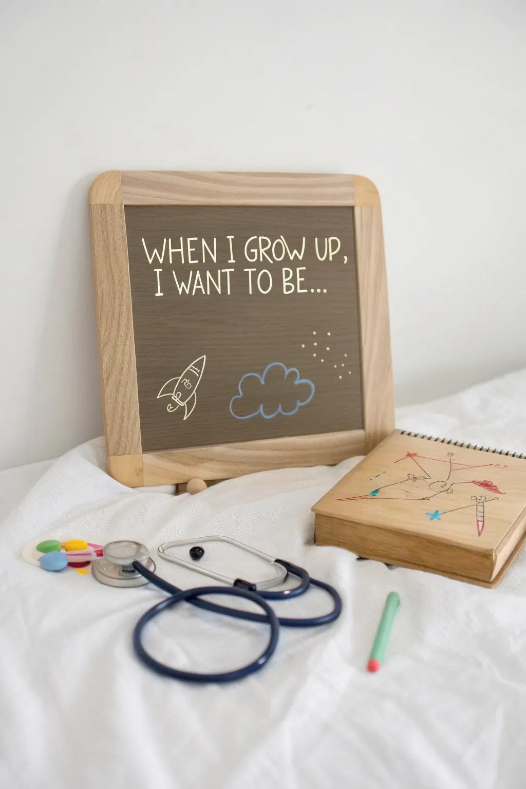Inspire dreams with this elegant 'Future Aspirations' board—where childhood ambitions come to life.