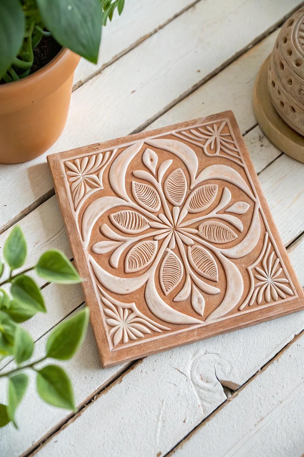 Elevate your space with handcrafted elegance: Discover the art of decorative clay wall tiles.