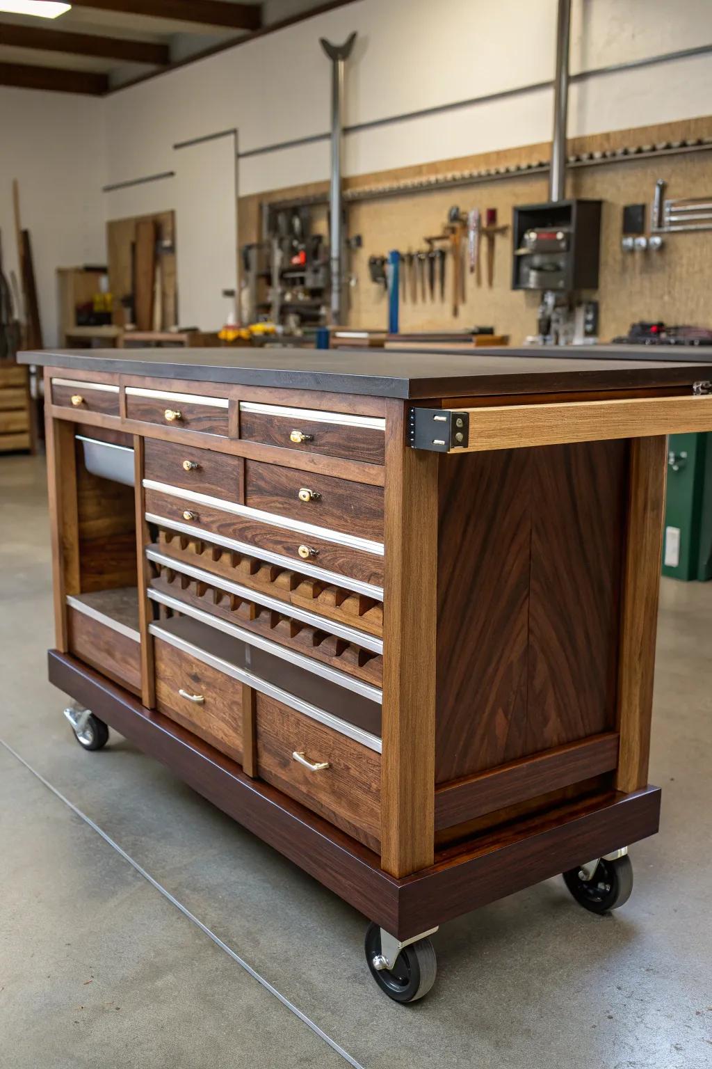 Transform your garage with the ultimate rolling workbench wonder—where craftsmanship meets functionality.