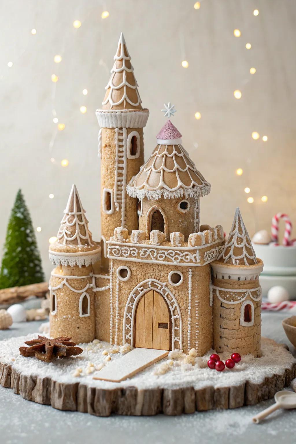 Step into a world of enchantment with this stunning gingerbread castle, where simplicity meets whimsy in a Scandinavian-inspired fairy tale.