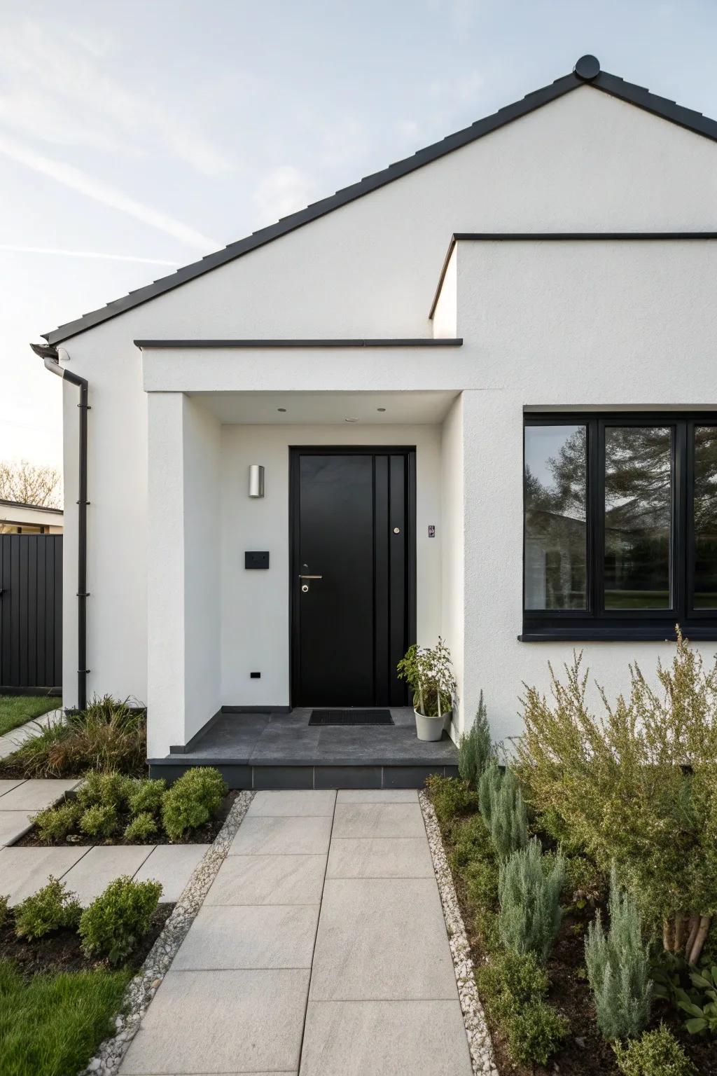 Minimalist magic with a sleek black door.