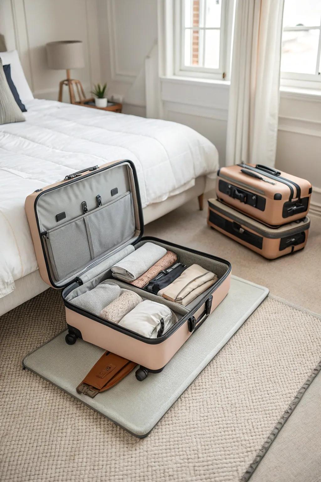 Nest smaller suitcases inside larger ones to maximize space.