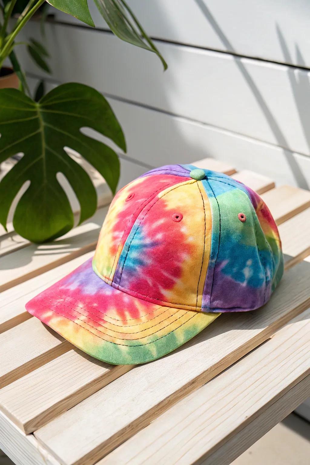 Brighten your style with a handcrafted rainbow baseball cap – a perfect blend of color and simplicity.