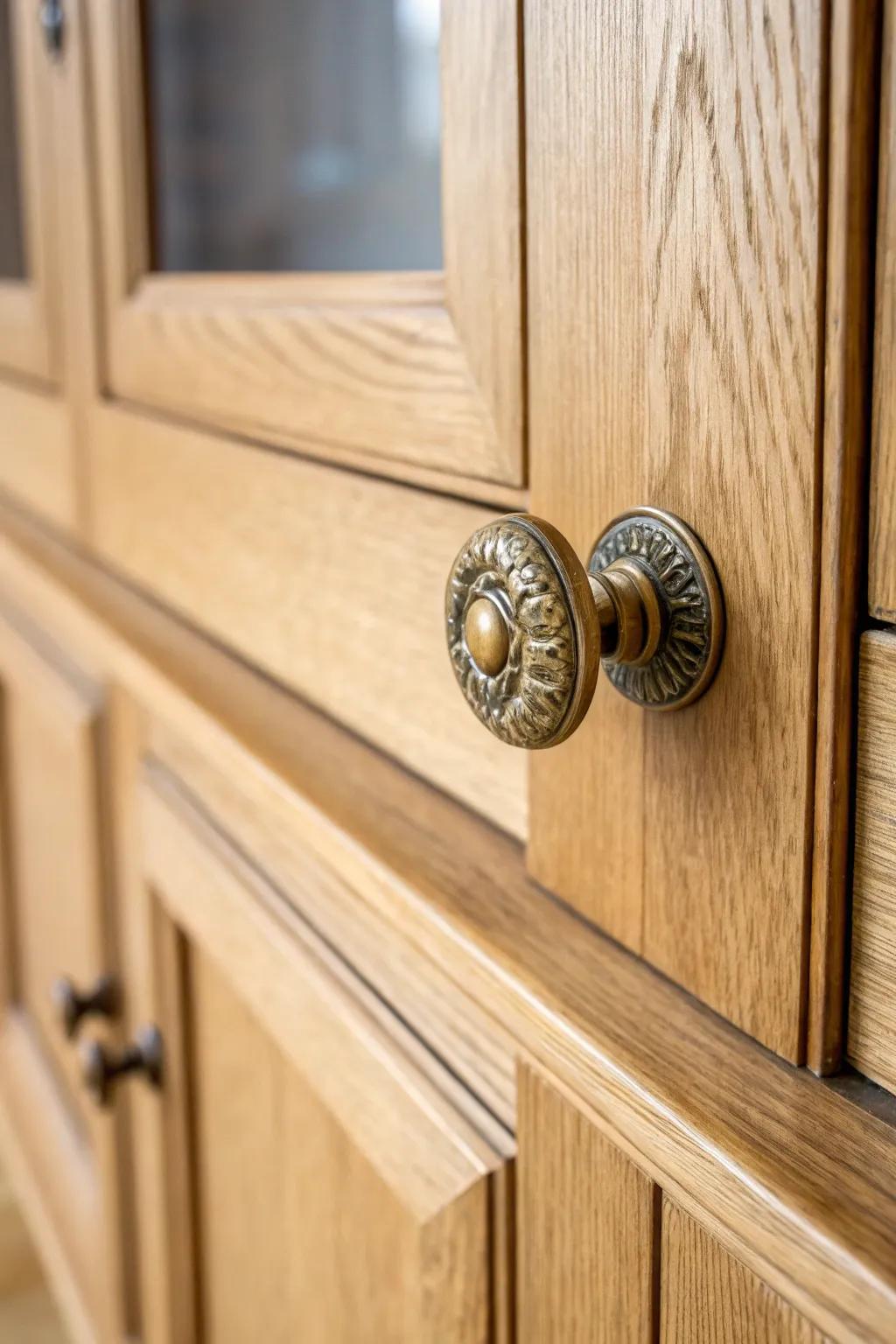 Transform your hutch with elegant brass hardware for a touch of timeless beauty.
