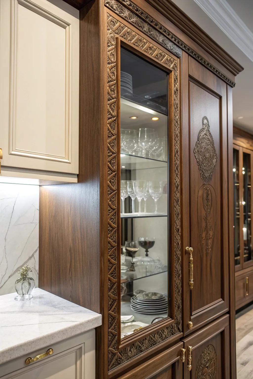 Transform your kitchen with elegant glass panel cabinet doors for a touch of refined craftsmanship.
