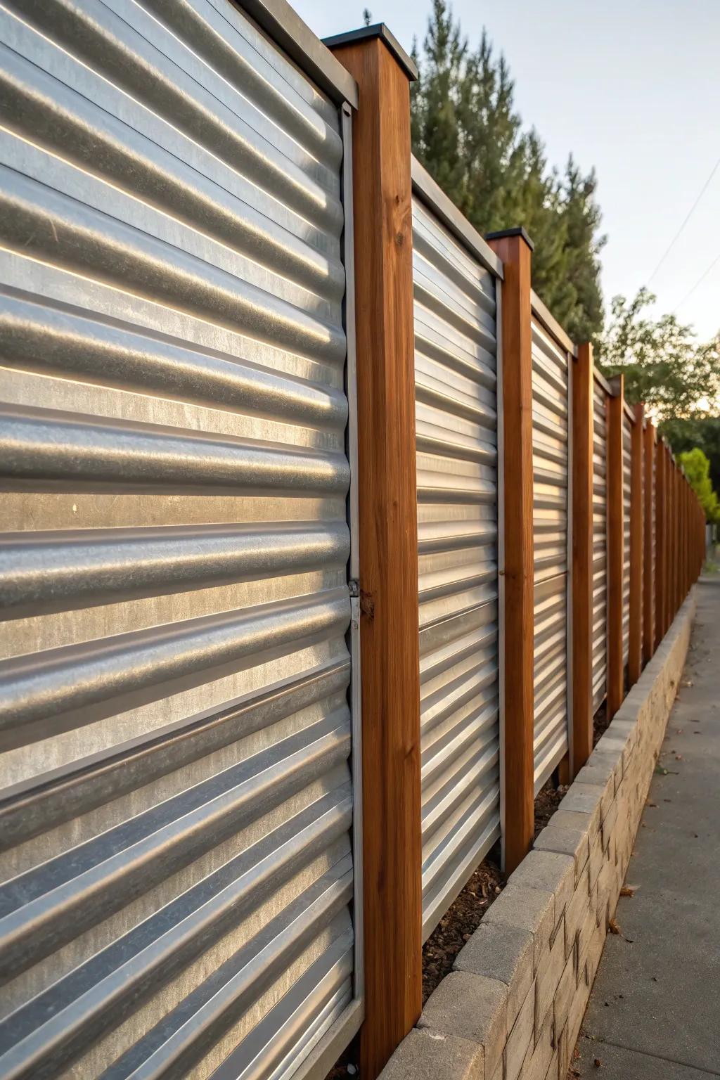 Embrace modern industrial style with durable and affordable corrugated metal panels for your privacy fence.
