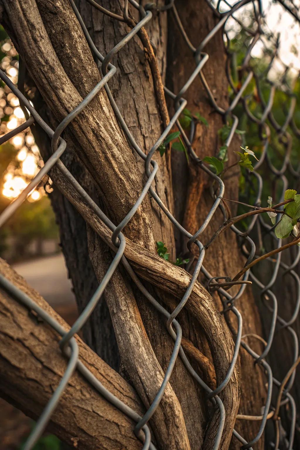 Transform your fence into a rustic work of art with the natural charm of woven branches.