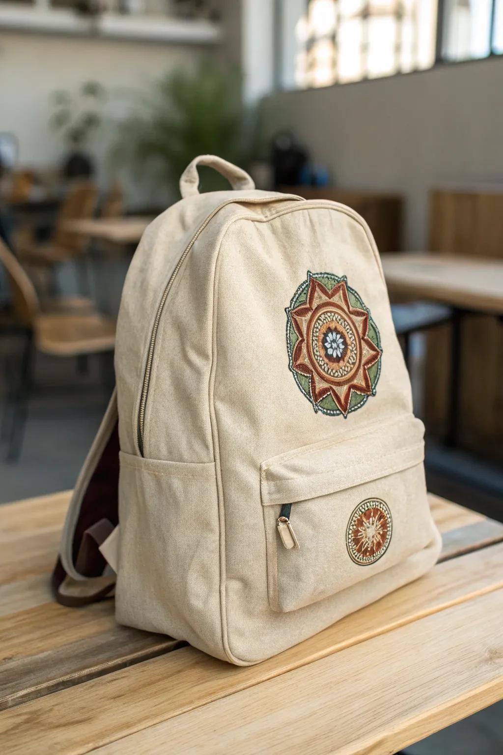 Add a touch of nostalgia to your style with a boho patch on your favorite backpack.