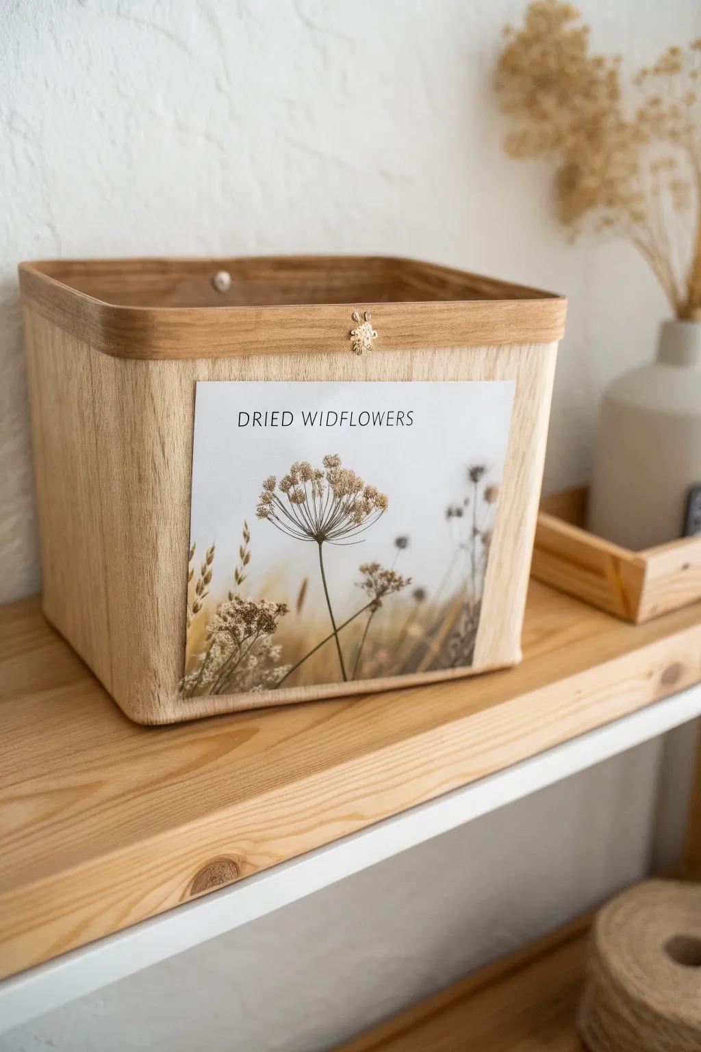 Elevate your organization game with boho-inspired photo labels for a personal touch.