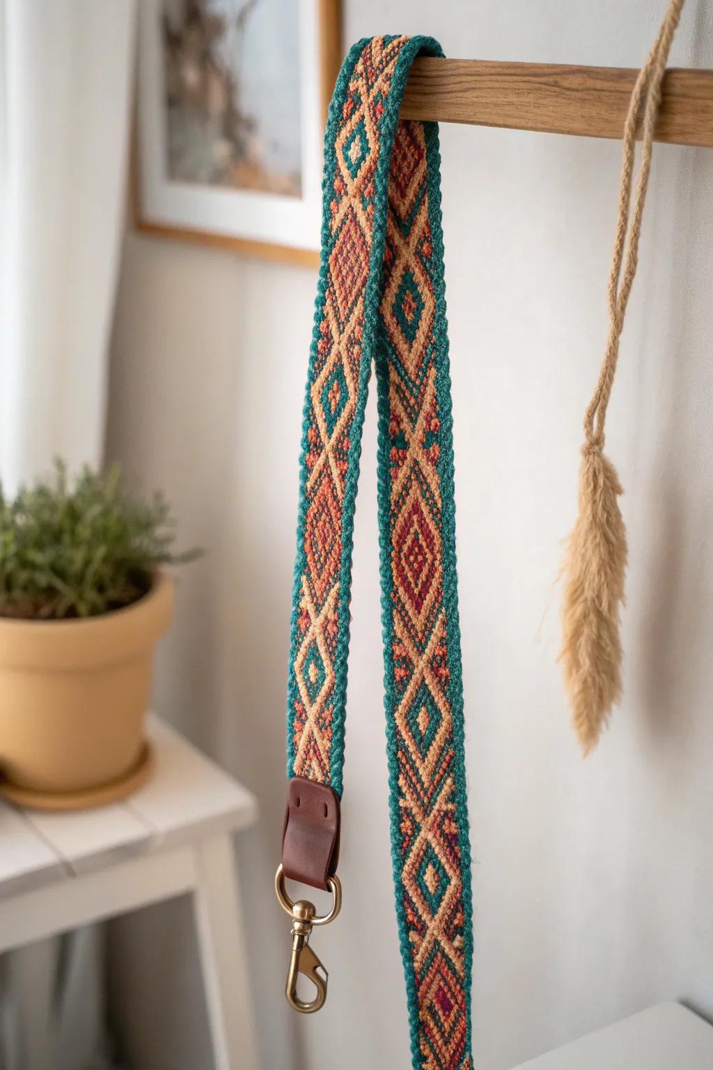 Add a splash of color and craftsmanship to your style with this beautifully woven lanyard.