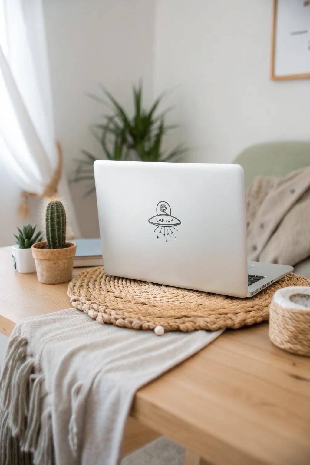 Embrace your inner sci-fi fan with minimalist laptop stickers that spark delightful conversations.