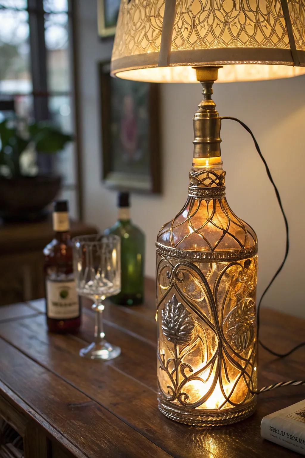 Illuminate your space with the artistry of handcrafted bottle lamps.