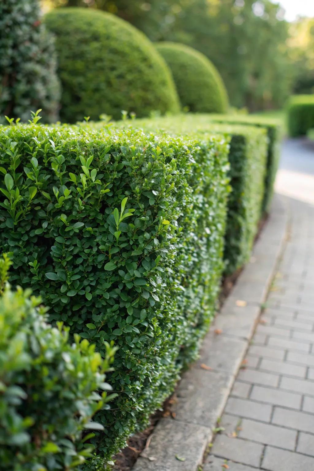 Timeless elegance in greenery - the classic beauty of a boxwood hedge.