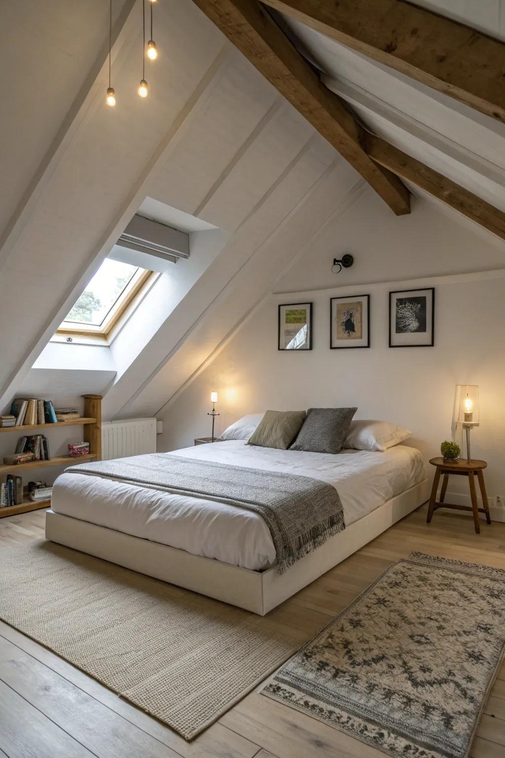 Low-profile furniture fits perfectly in attics with low ceilings.