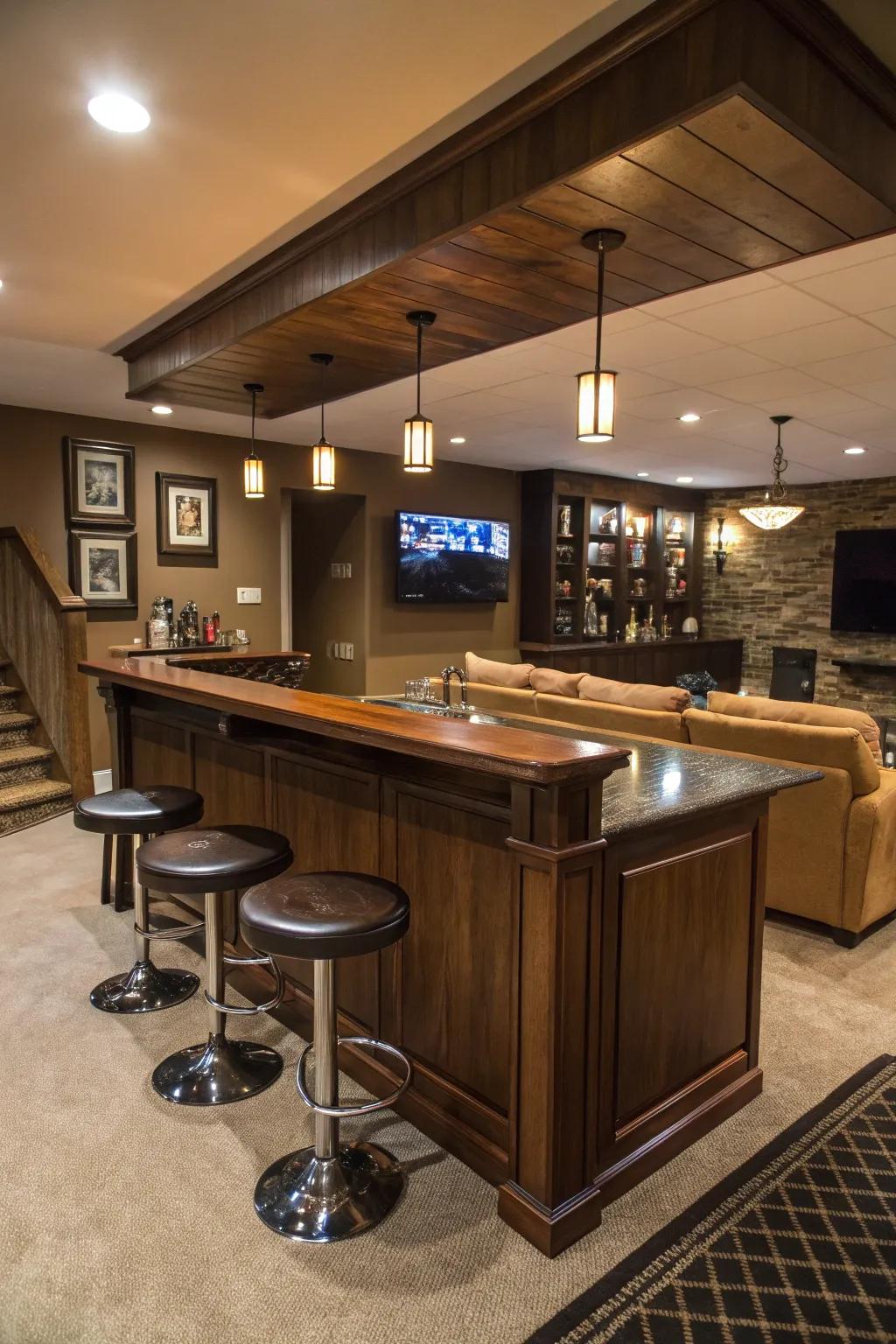 A bar setup elevates the social vibe of your arcade.