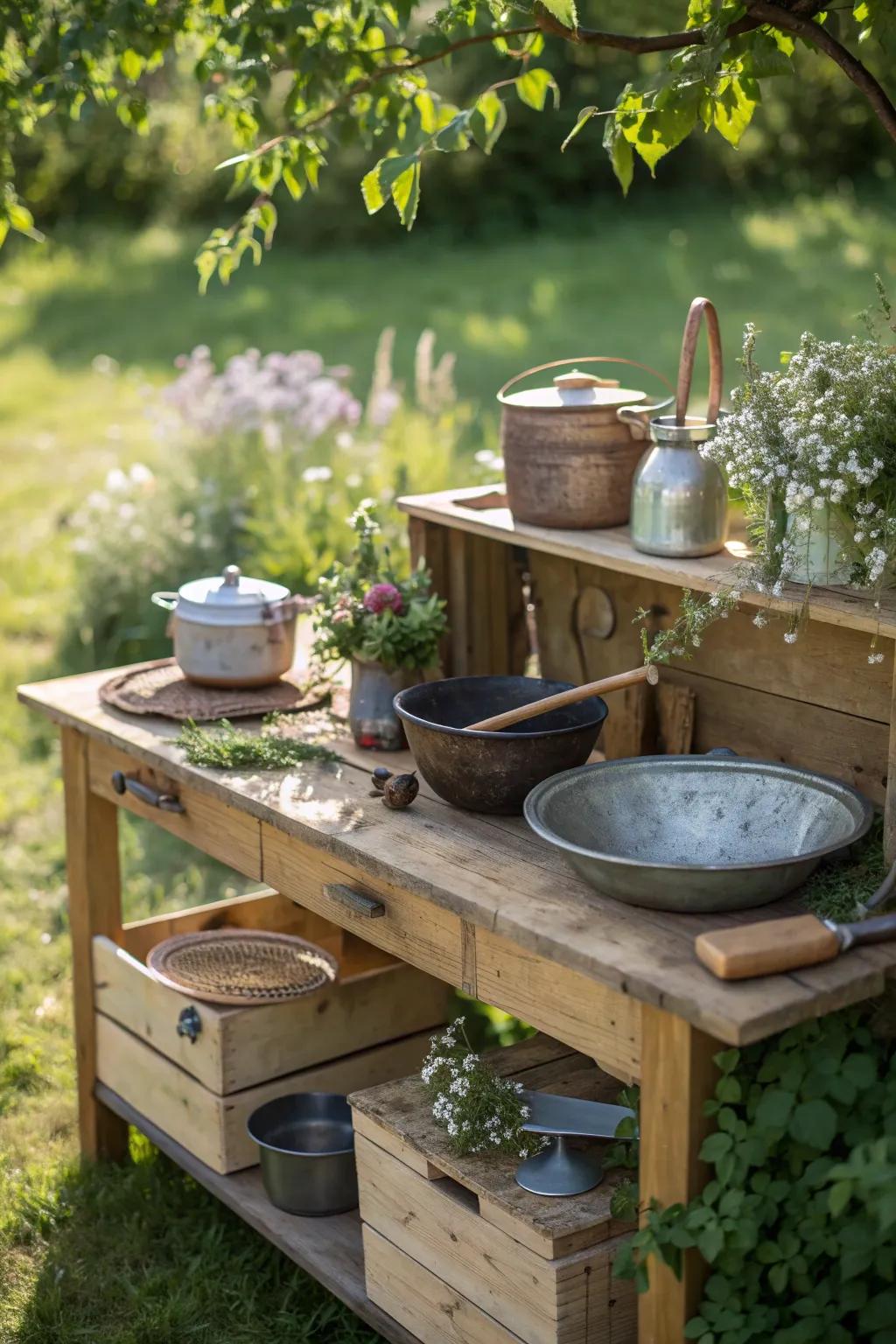Unleash creativity in nature's kitchen – where mud pies become magical memories.