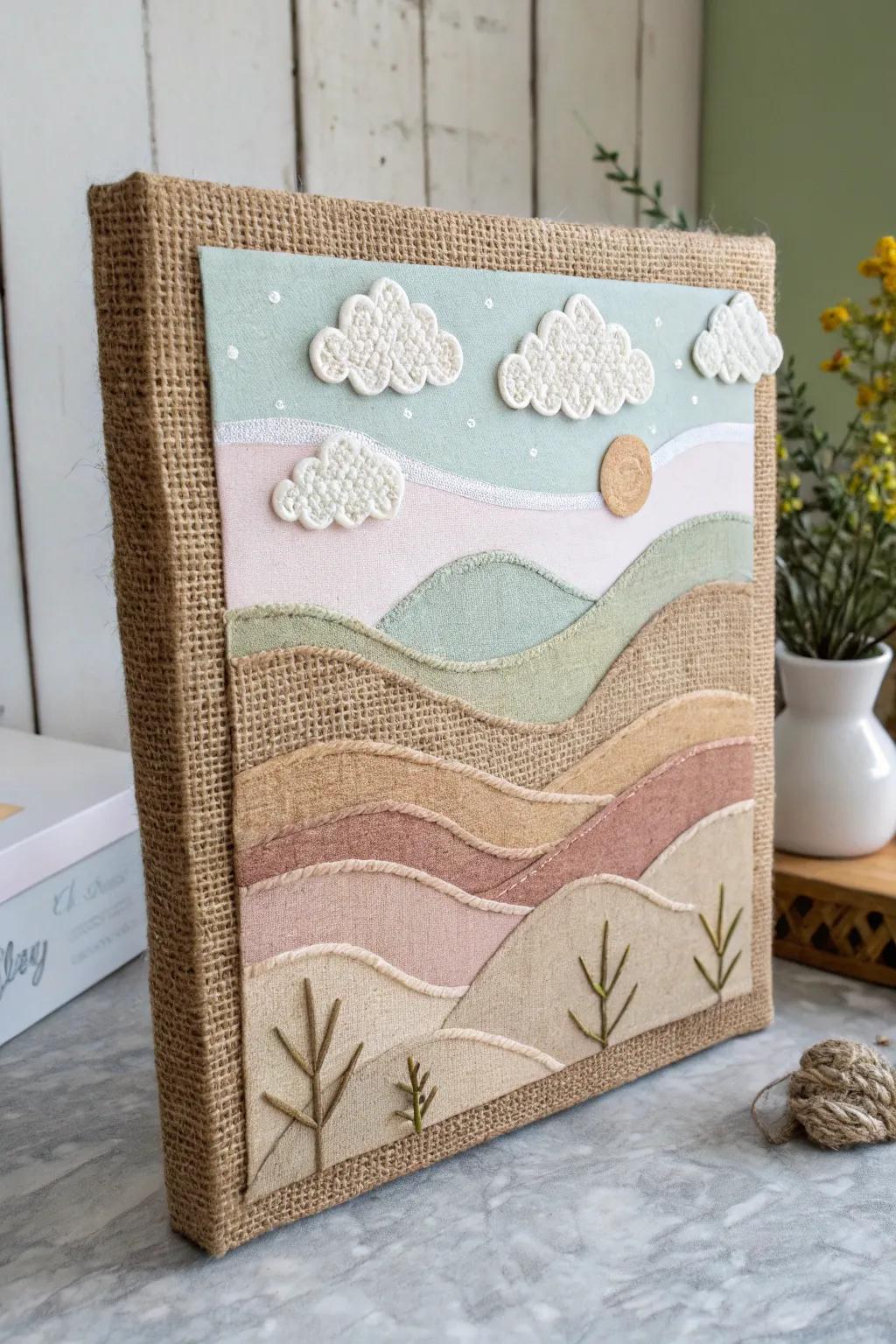 Discover the tactile beauty of layered landscapes in mixed media art, where textures and simplicity meet.