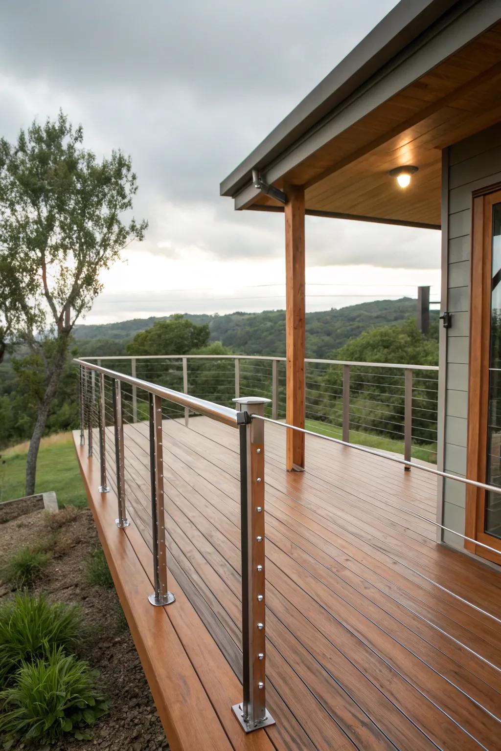 Embrace the elegance of minimalist railings for an unobstructed view and modern appeal.