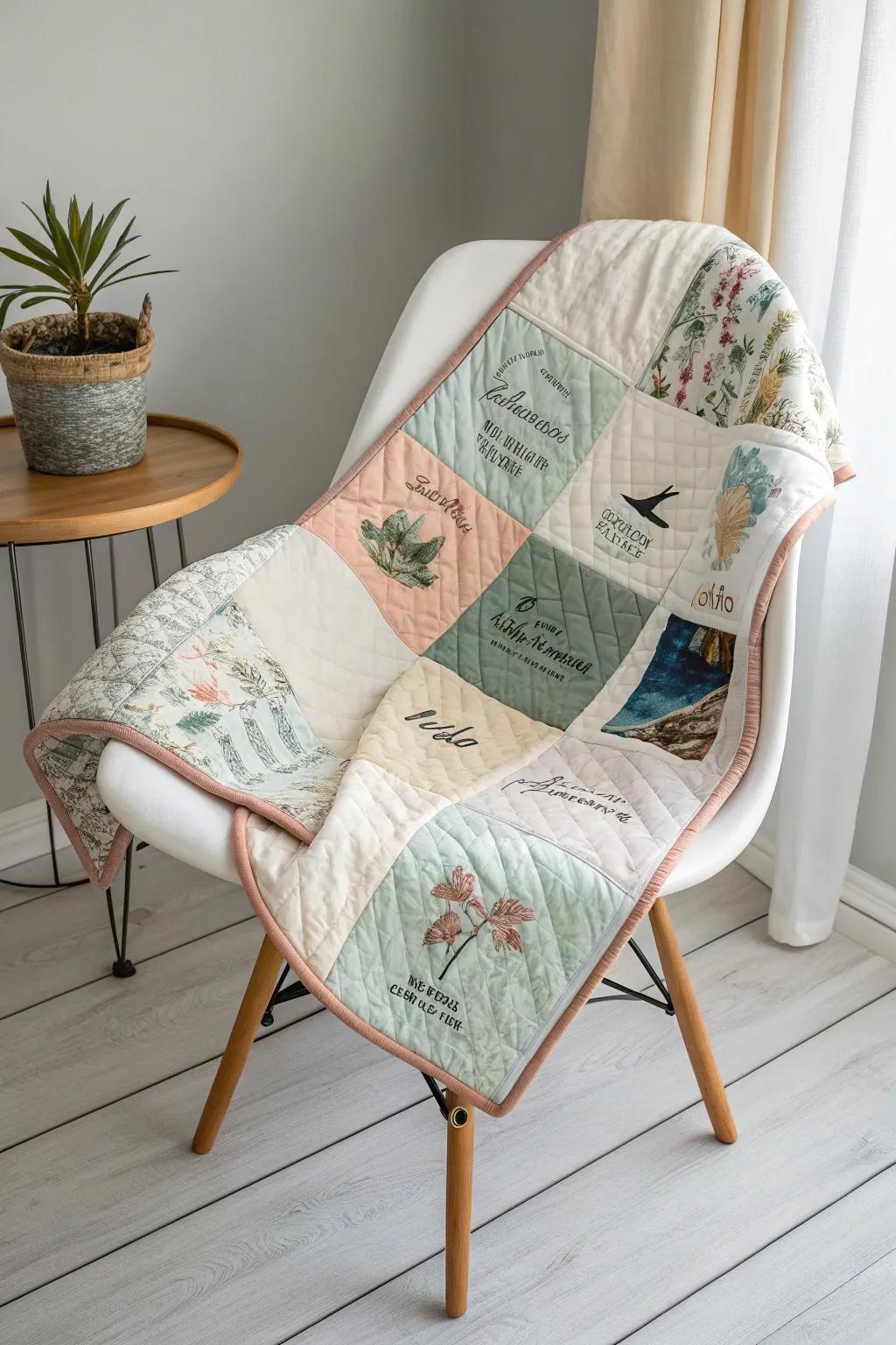 Wrap yourself in memories and minimalist style with a quilt that tells your unique story.