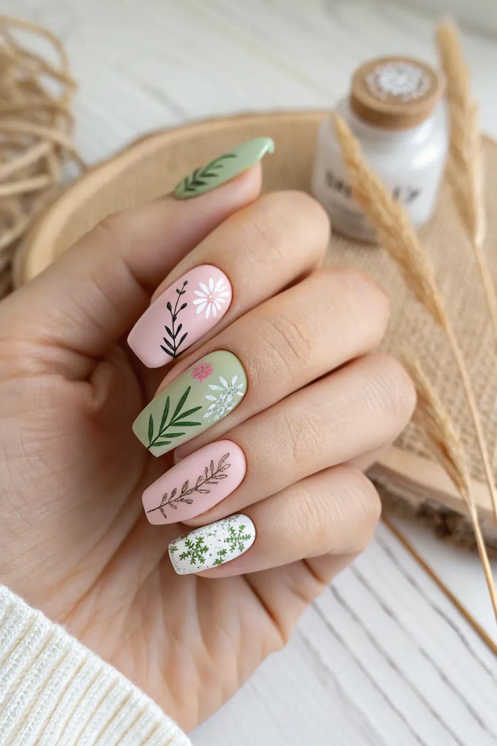 Embrace Seasonal Splendor: Elevate your nail art with fresh, floral touches for a sophisticated spring look.