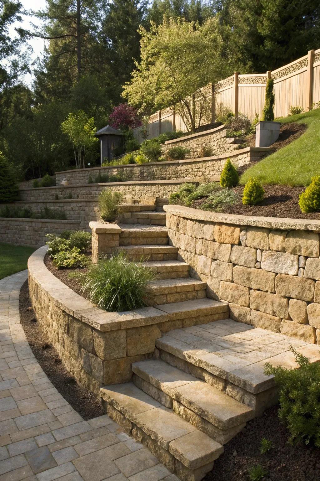 Craft Your Landscape: Transform your yard with the timeless elegance of a natural stone retaining wall.