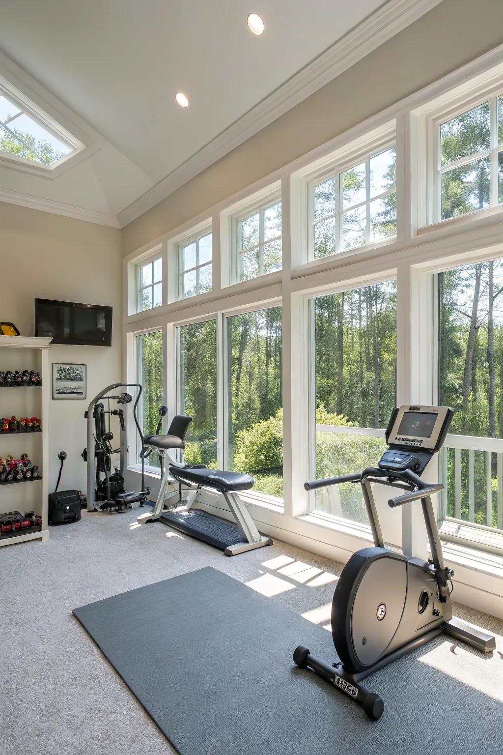 A light-filled space that energizes your work and workouts.