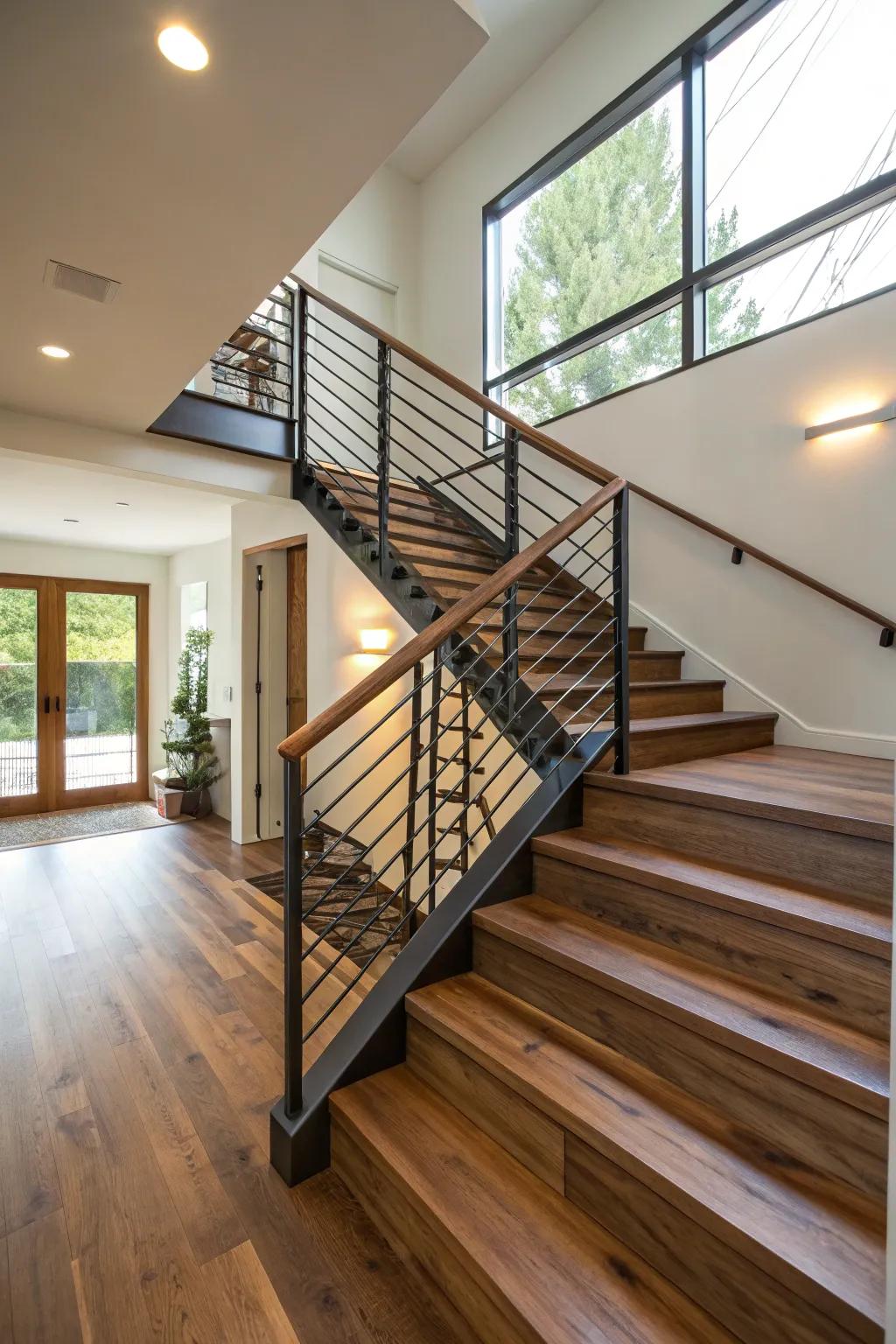 Step into elegance: Embrace light and space with an open staircase design.