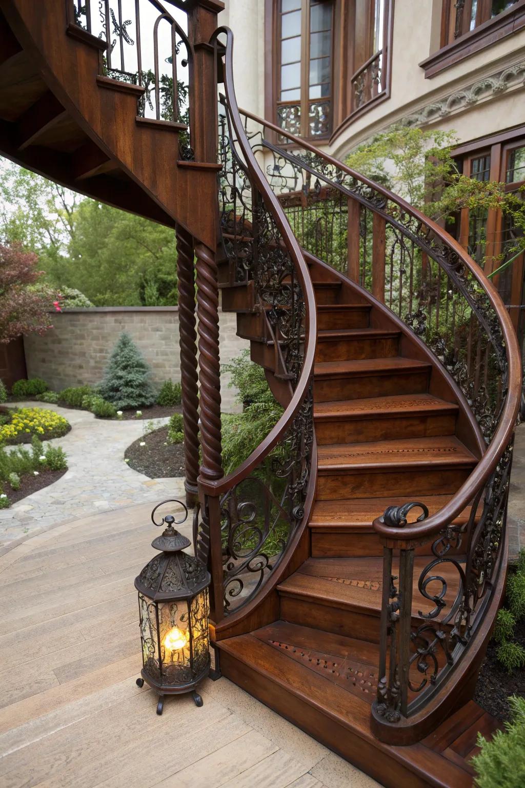 Elevate your outdoor space with a stunning spiral staircase that combines elegance and function.