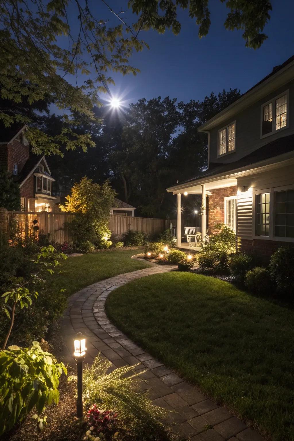 Motion-activated lights keep intruders on their toes.