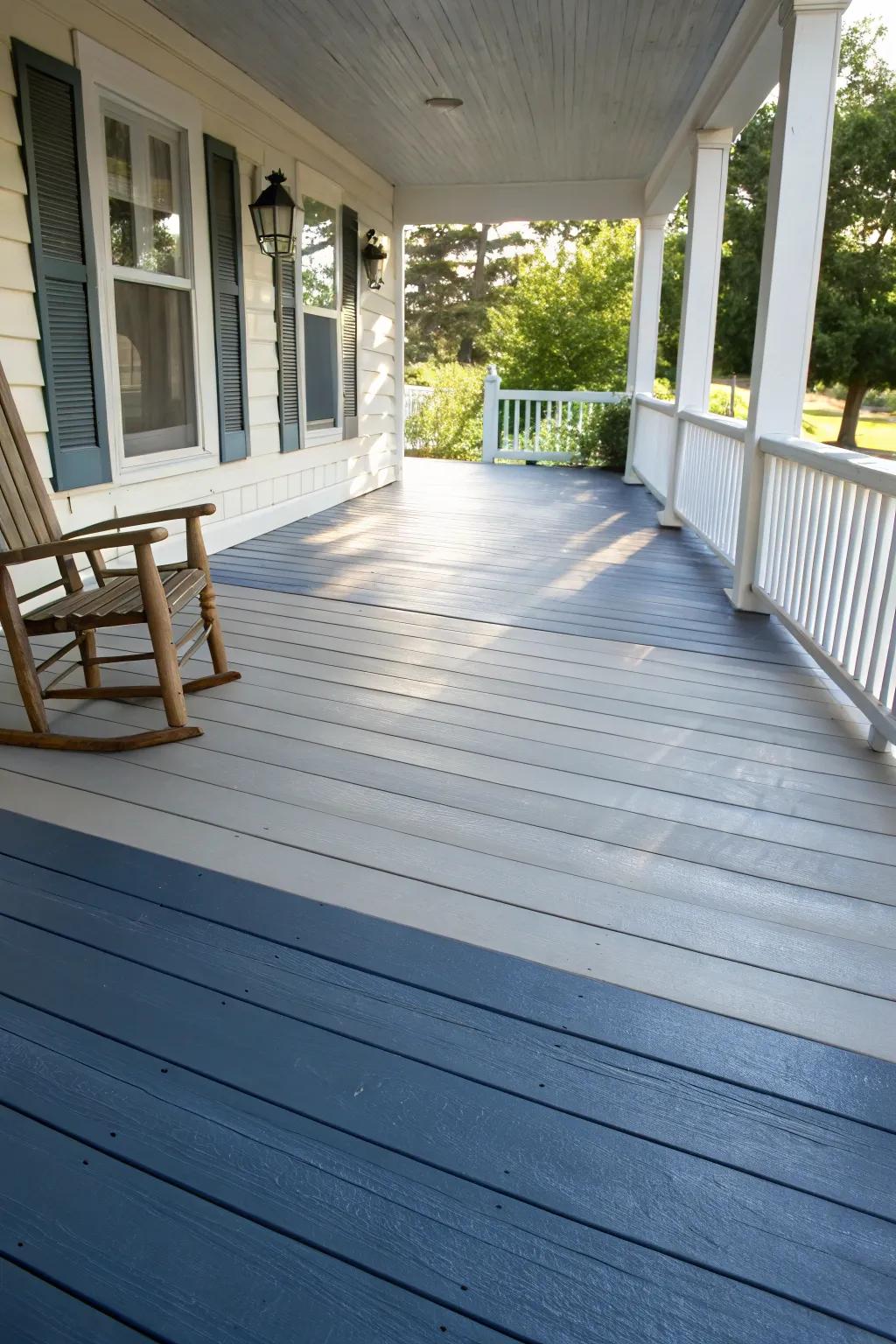 Transform your porch with a stunning ombre floor—where craftsmanship meets simplicity.