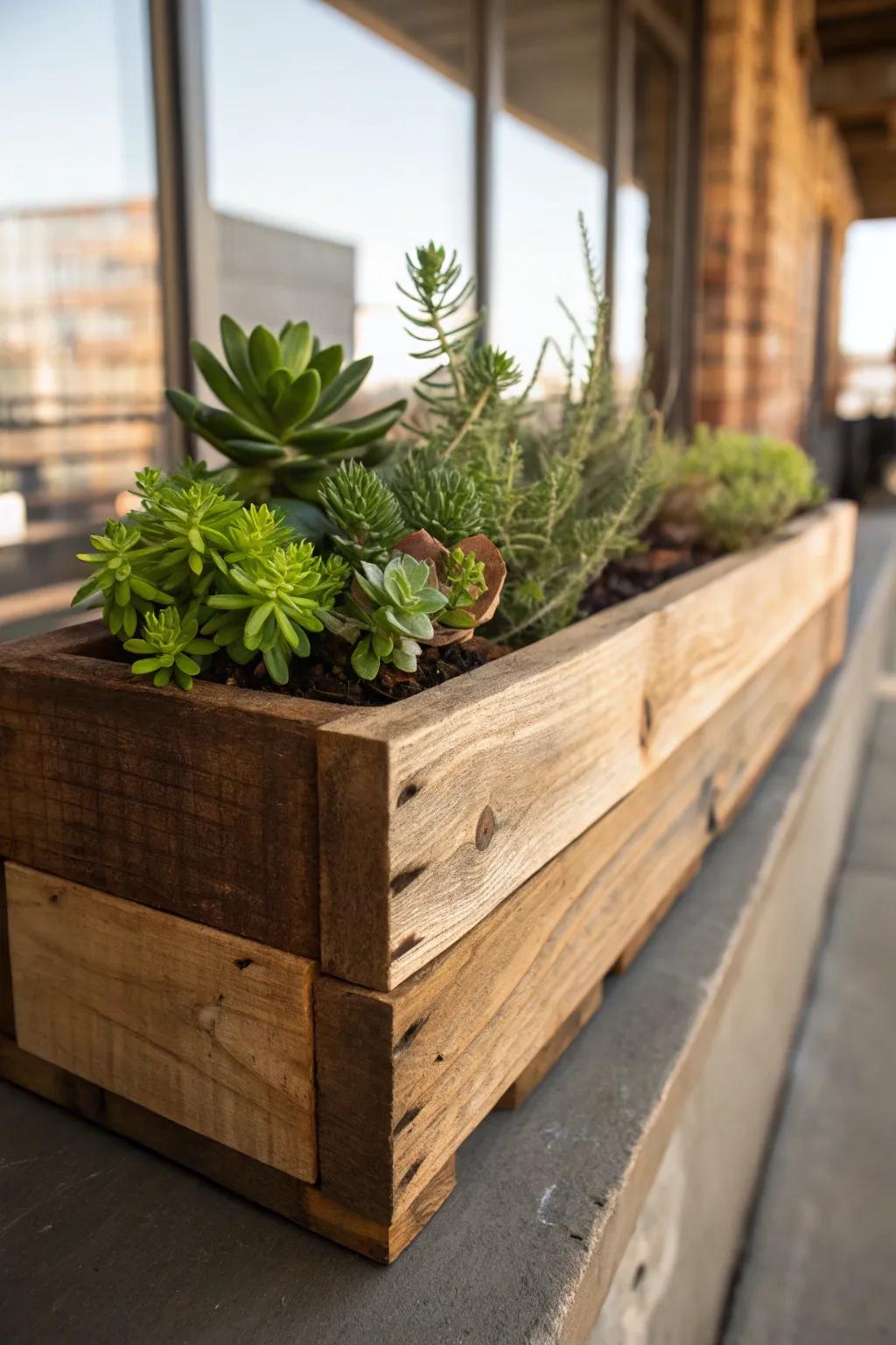 Elevate your space with rustic charm: handcrafted pallet wood planter brings nature to your urban oasis.