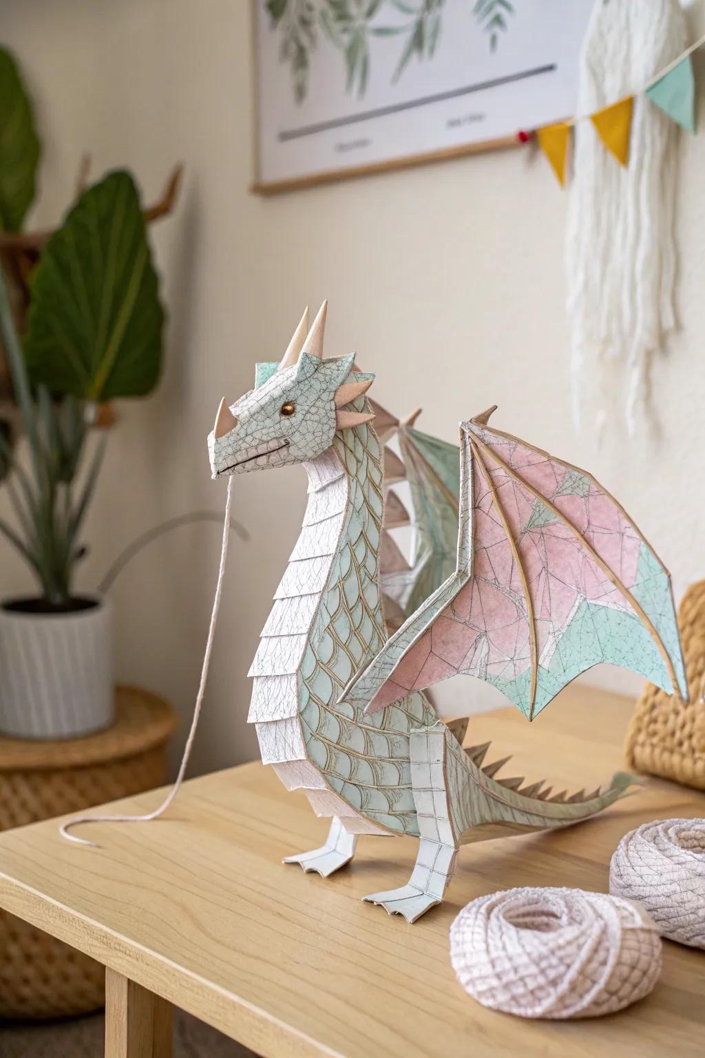 Bring your paper dragon to life with a simple string pull—perfect for enchanting moments of creativity and play.
